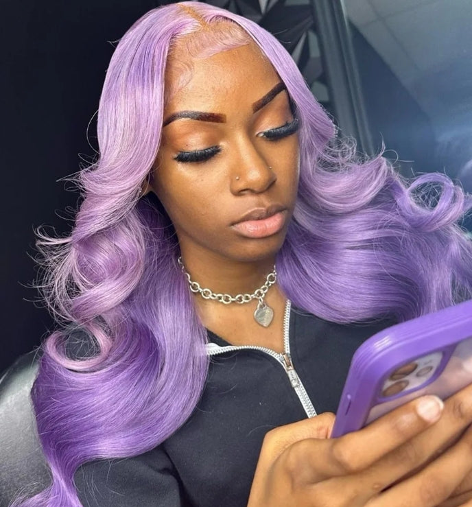 Customized Wig Lavender Purple 13x6 13x4 Lace Front Human Hair Wig Brazilian Human Hair Lace Frontal Wig Pre Plucked Long Straight Lavender Colored Lace Wigs for Black Women