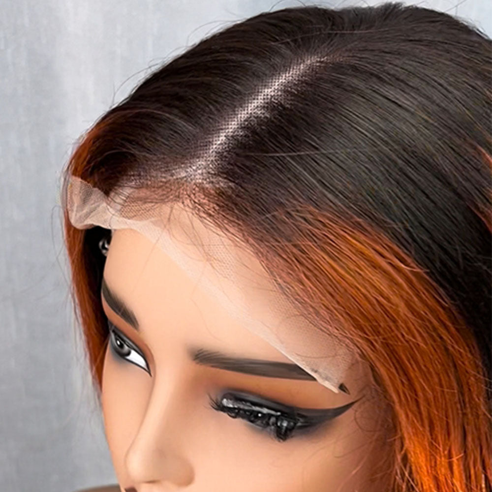Customized Wig 1b/350 Ginger Copper lace Front Wig 13x4 HD Lace Frontal Wig Bone Straight Lace Front Wigs 180% Density Brazilian Human Hair Wigs For Women