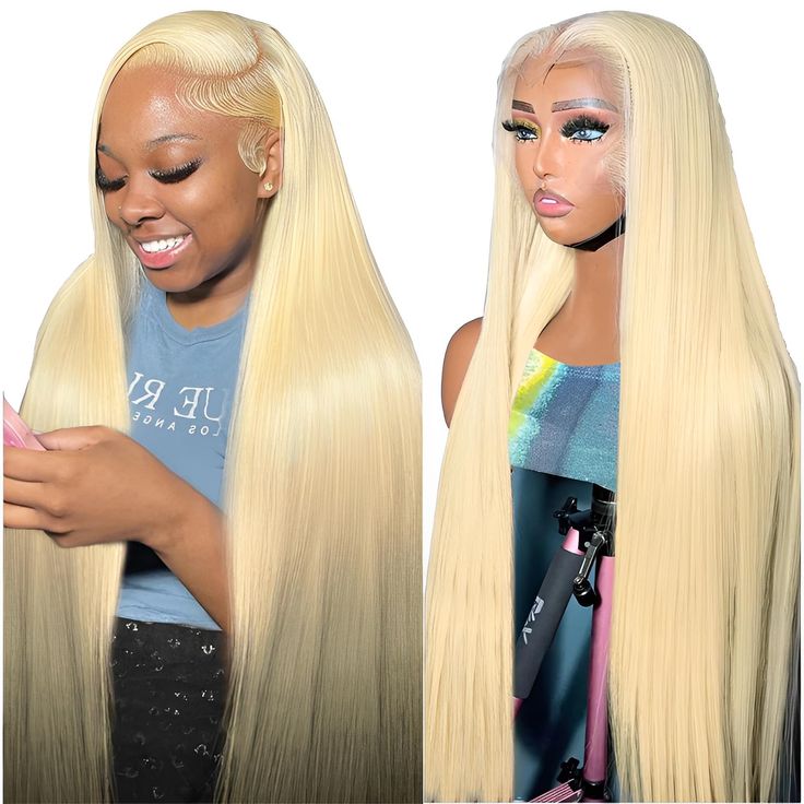 ShowReal 13x4 And 5x5 HD Transparent Lace Frontal 613 Blonde Color Straihgt Pre-Plucked Pre-Bleached Virgin Human Hair Wig For Woman Daily Party Use