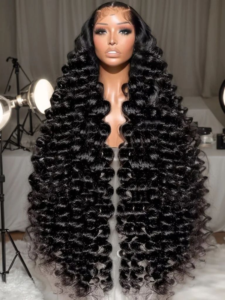 ShowReal Loose Deep Human Hair Lace Wig 13x6 13x4 Lace Front Loose Deep Wave 13x4 HD Lace Frontal Wig Curly Wigs For Women 180% Density