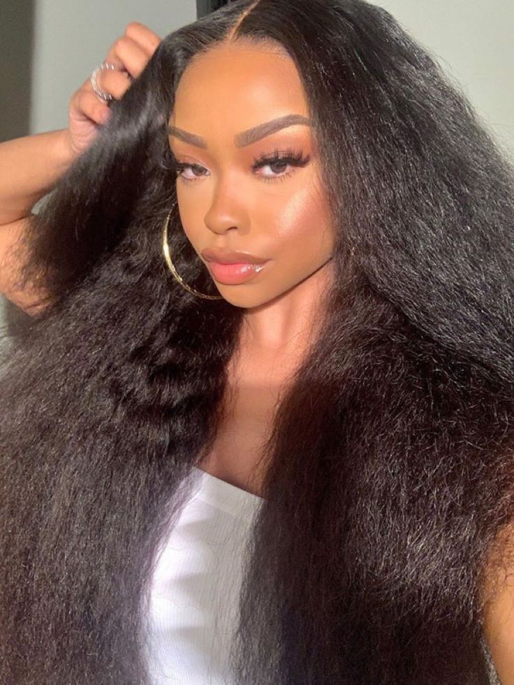 ShowReal Kinky Straight Lace Front Wigs Human Hair 13x4 Transparent Lace Front Wig Human Hair With Pre Plucked 180% Density Yaki Straight Human Hair Wig