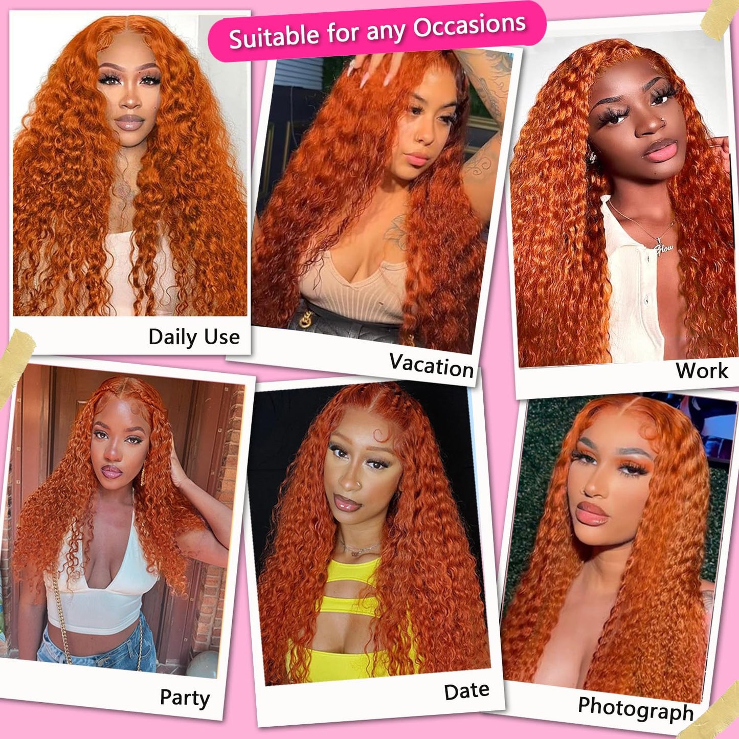 ShowReal Ginger Copper Deep Wave Lace Front Wig 13x4 HD Transparent Lace Frontal Wig Human Hair for Black Women Deep Curly Wigs with Baby Hair Pre Plucked