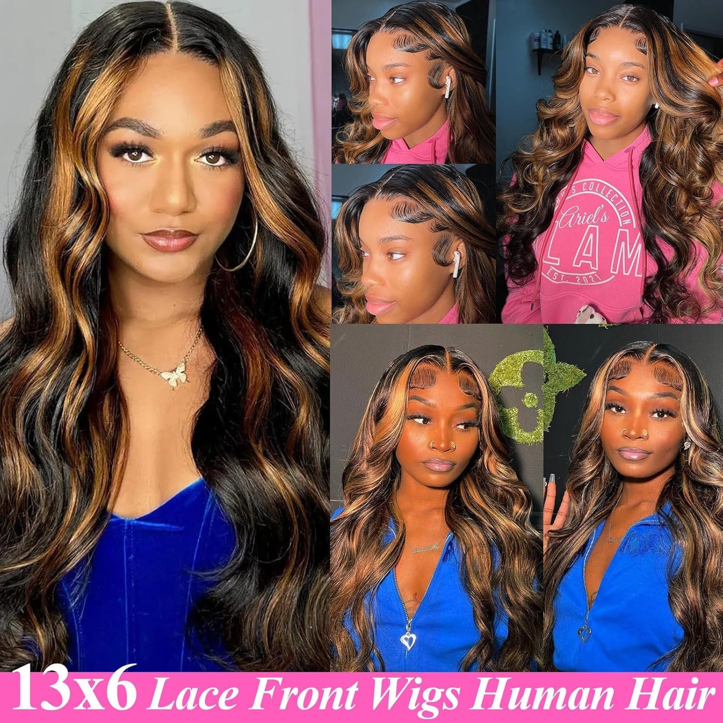 ShowReal 30 Inch 13x6 HD Lace Frontal Wig #27 Color 1b/30 Body Wave 13x4 Transparent Lace Front Wig For Women 13x4 HD Transparent Lace Frontal Wig Body Wave Human Hair Wigs For Women