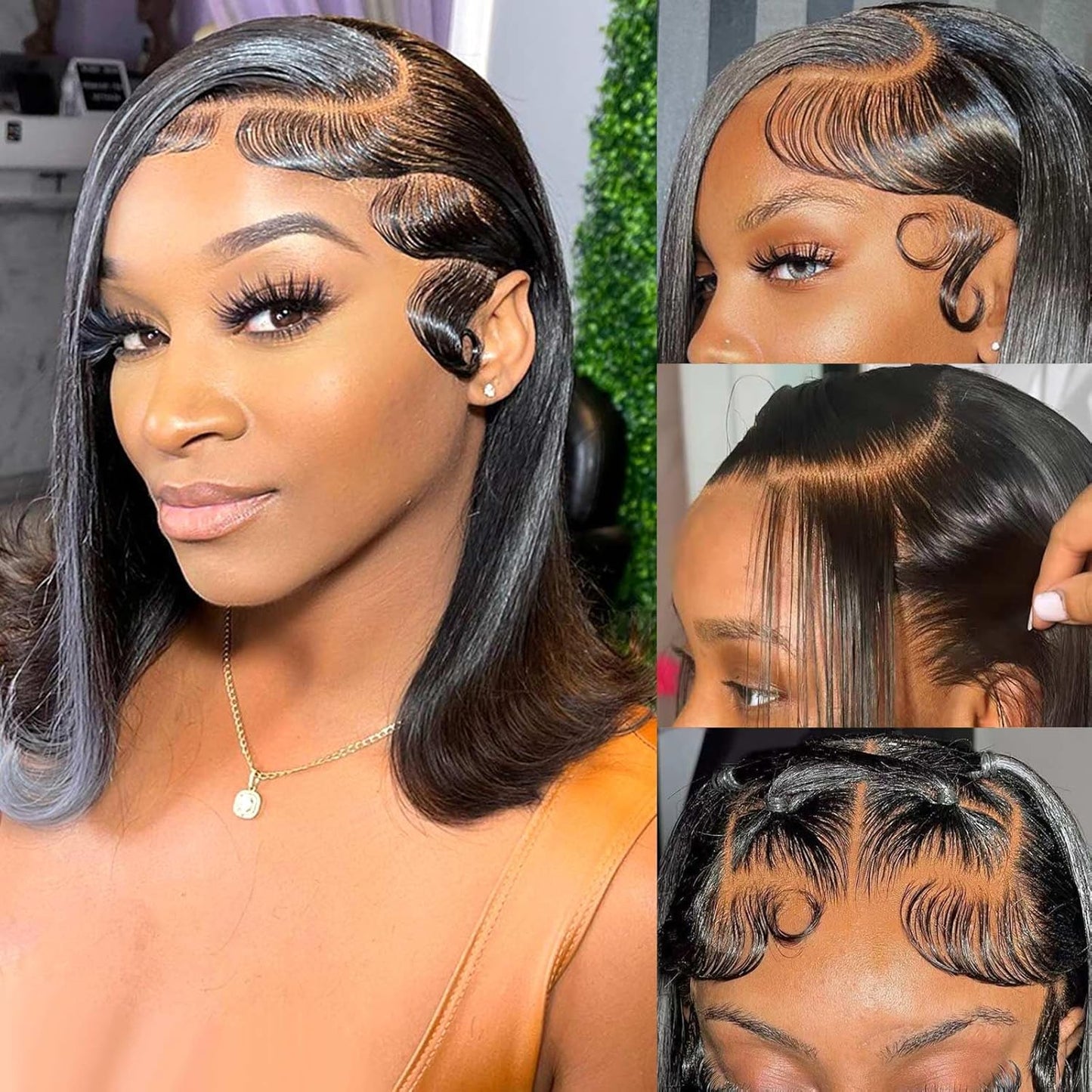 ShowReal Bob Wigs Human Hair 13x4 HD Lace Front Bob Wig Human Hair Short Straight Frontal Glueless Bob Wigs for Black Women Human Hair Pre Plucked with Baby Hair 180% Density
