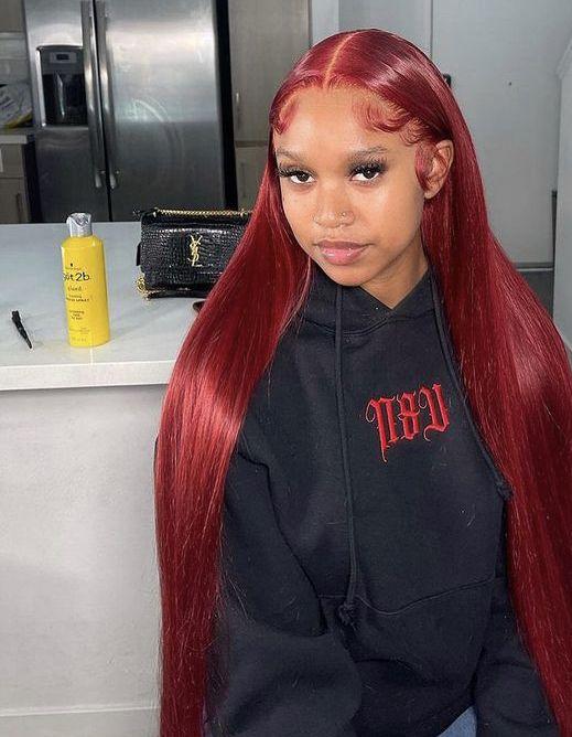 ShowReal 13x4 HD Transparent Lace Frontal 99J #350 Burgundy Ginger Color Straight Wig For Women 13×4 Lace Front Straight Human Hair Wig
