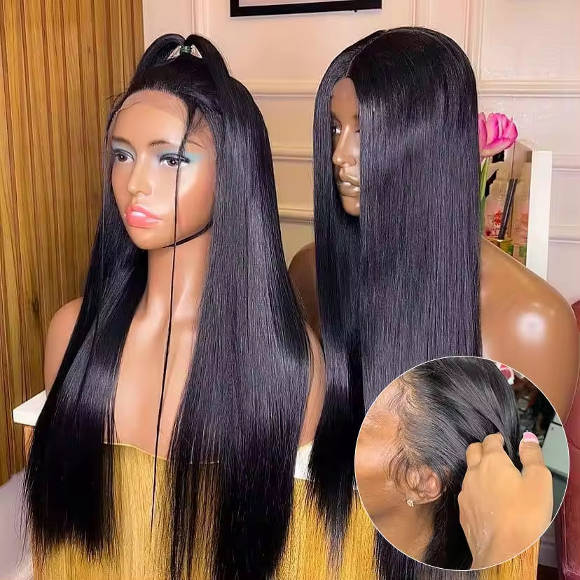 ShowReal 13X4 HD Transparent Lace Frontal Wig 13x6 Pre Plucked With Baby Hair 180% Density Straight Lace Wig Human Hair For Black Woman