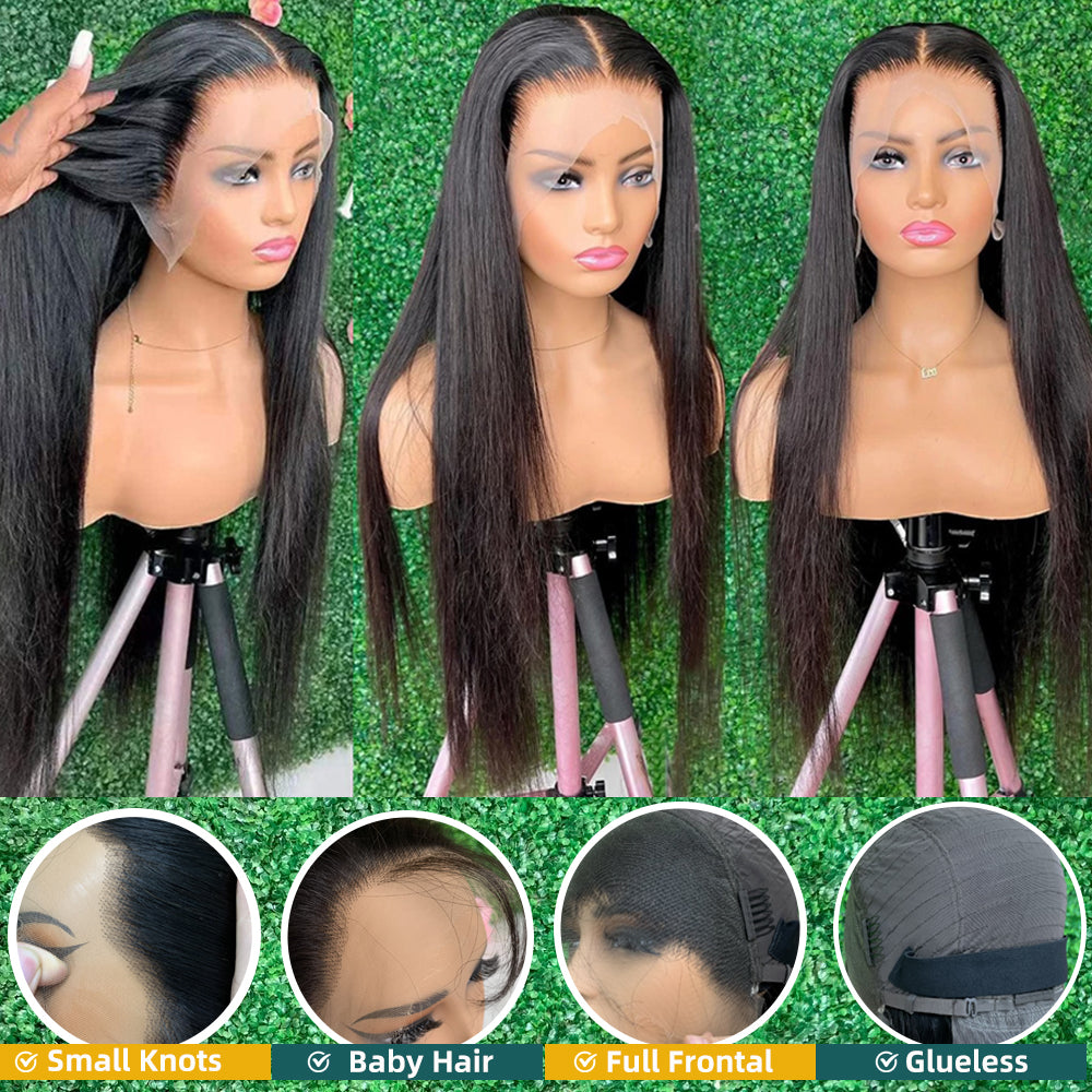 Bone Straight 13X4 HD Transparent Lace Wig Wig 180% Density Pre Plucked With Baby Hair Straight Lace Wig Human Hair For Black Woman