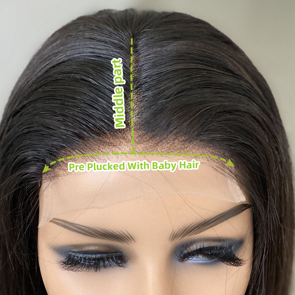 13x4 Lace Front Bob Wig Human Hair HD Transparent Lace Front Wigs 4X4 Lace Closure Wig Pre Plucked Straight Glueless Short Human Hair Wigs For Black Women Natural Color Bob Wig