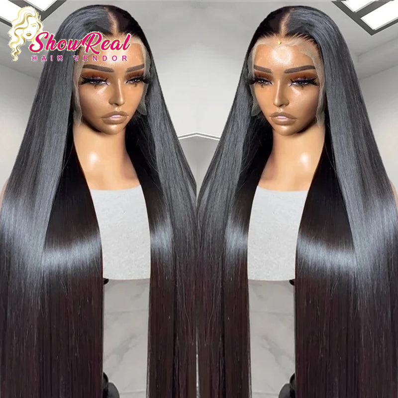 Bone Straight 13X4 HD Transparent Lace Wig Wig 180% Density Pre Plucked With Baby Hair Straight Lace Wig Human Hair For Black Woman