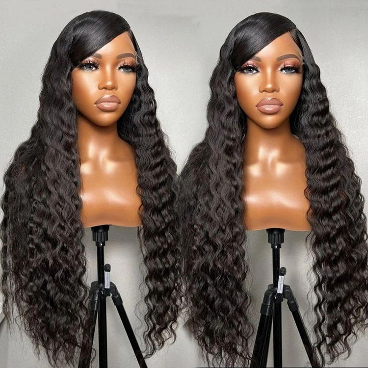 Deep Wave 13X4 HD Transparent Lace Wig Wig 180% Density Pre Plucked With Baby Hair Deep Wave Lace Wig Human Hair Factory Price Wholesale Free Shipping