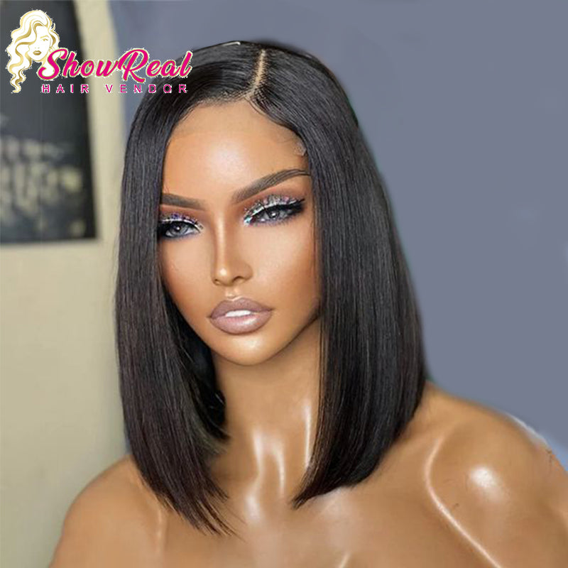 13x4 Lace Front Bob Wig Human Hair HD Transparent Lace Front Wigs 4X4 Lace Closure Wig Pre Plucked Straight Glueless Short Human Hair Wigs For Black Women Natural Color Bob Wig