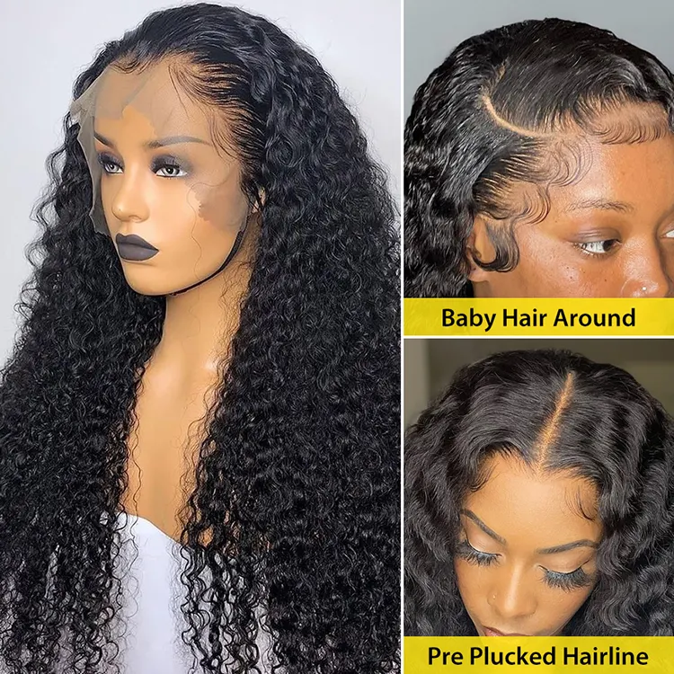 Jerry Curly HD Transparent Lace Wig Wig 180% Density Pre Plucked With Baby Hair Curly Hair 13X4 Lace Wig Human Hair Factory Price Wholesale Free Shipping