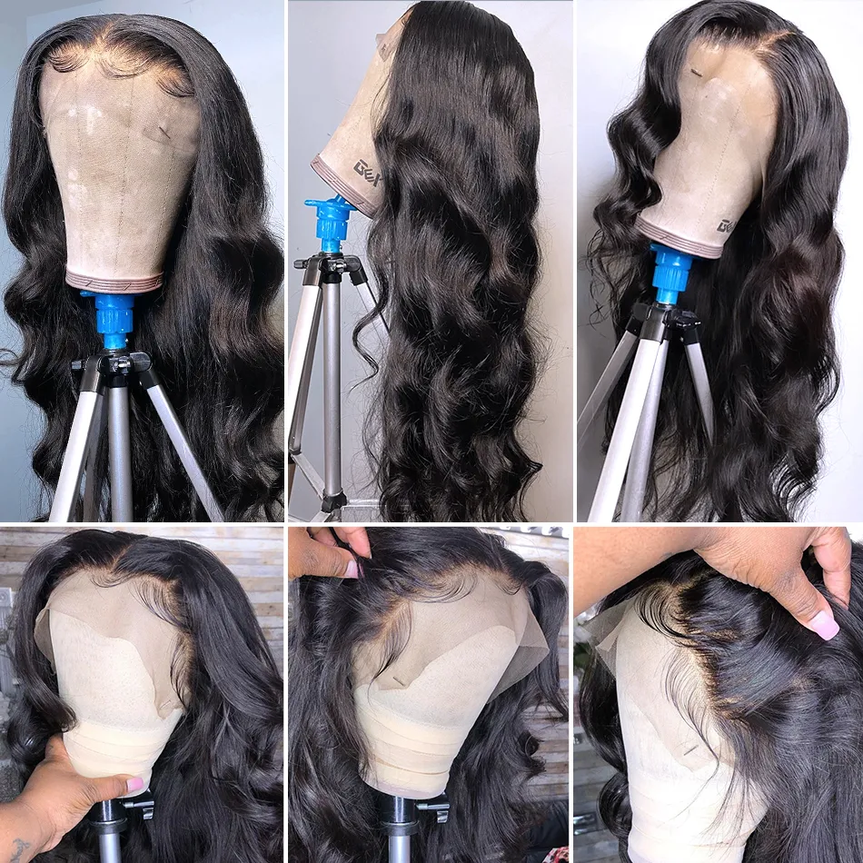 13X4 Body Wave HD Transparent Lace Wig Wig 180% Density Natural Hairline Pre Plucked With Baby Hair 13X4 Lace Wig Human Hair Can Be Colored Factory Price