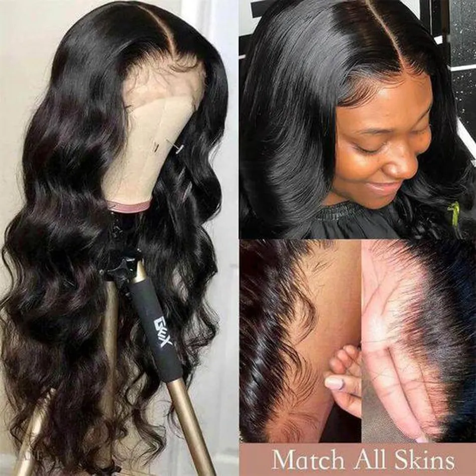 13X4 Body Wave HD Transparent Lace Wig Wig 180% Density Natural Hairline Pre Plucked With Baby Hair 13X4 Lace Wig Human Hair Can Be Colored Factory Price