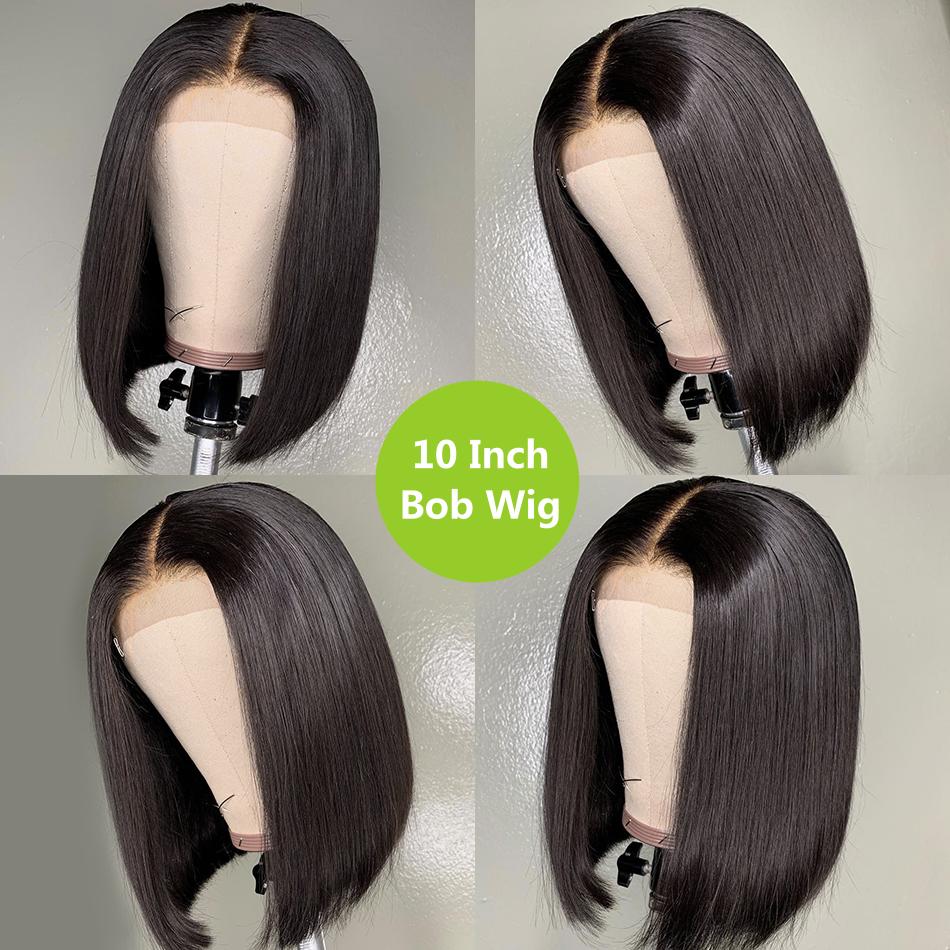 13x4 Lace Front Bob Wig Human Hair HD Transparent Lace Front Wigs 4X4 Lace Closure Wig Pre Plucked Straight Glueless Short Human Hair Wigs For Black Women Natural Color Bob Wig