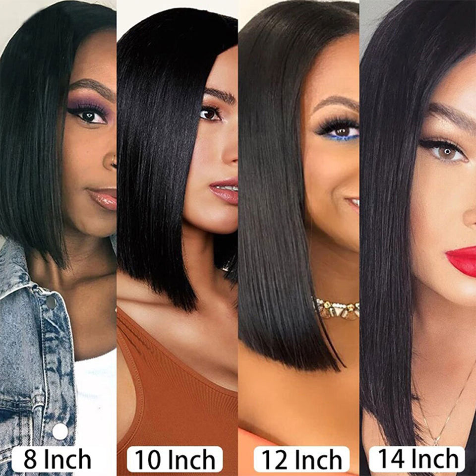 13x4 Lace Front Bob Wig Human Hair HD Transparent Lace Front Wigs 4X4 Lace Closure Wig Pre Plucked Straight Glueless Short Human Hair Wigs For Black Women Natural Color Bob Wig