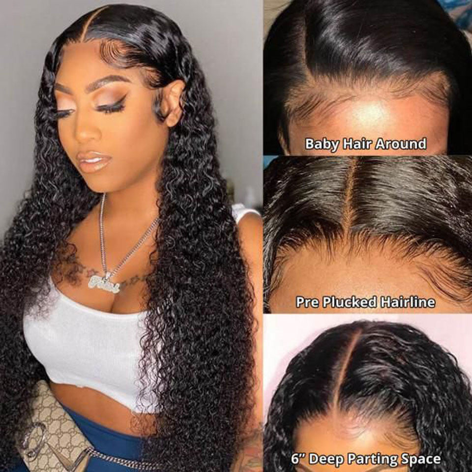 Jerry Curly HD Transparent Lace Wig Wig 180% Density Pre Plucked With Baby Hair Curly Hair 13X4 Lace Wig Human Hair Factory Price Wholesale Free Shipping