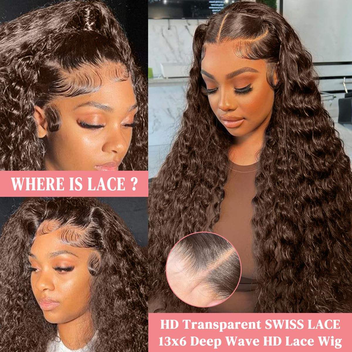 Show Real Water Wave Vietnamese Human Hair Brown Color Lace Front Wigs Remy Vietnamese Human hair Per Plucked 13x4 4x4 HD Transparent Lace Front Closure Glueless Wigs