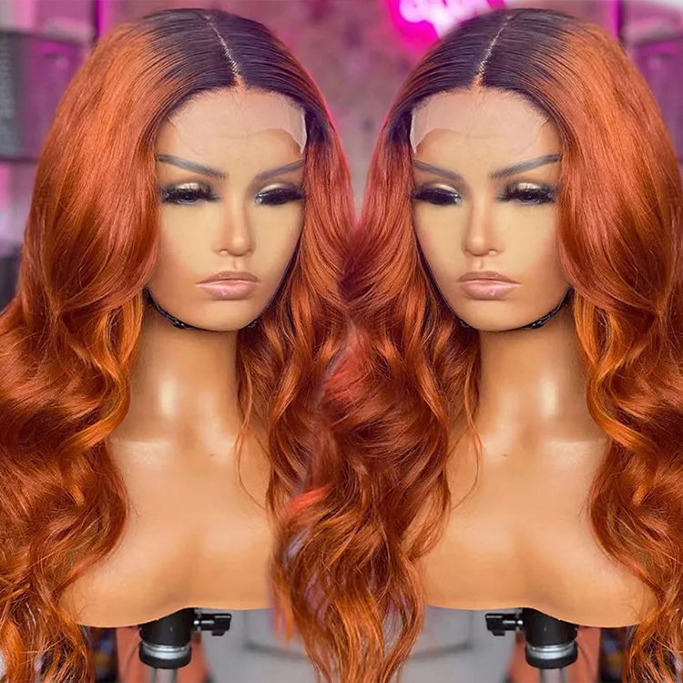 Show Real Ginger Brown Three Color Glueless Lace Front Body Wave Color Wig Raw Virgin Hair 13X4 Transparent HD Lace Frontal Curly Wigs For Black Women