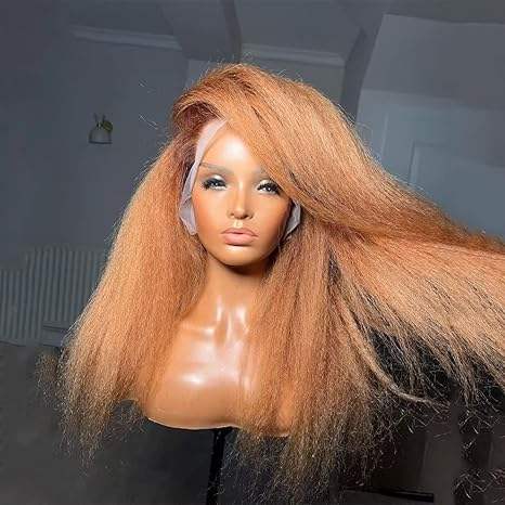 Show Real Vendor Highlight Human hair Yaki Straight Glueless Wigs Raw High Density Human Hair Per Plucked 13x4 HD Lace Front Glueless Wigs