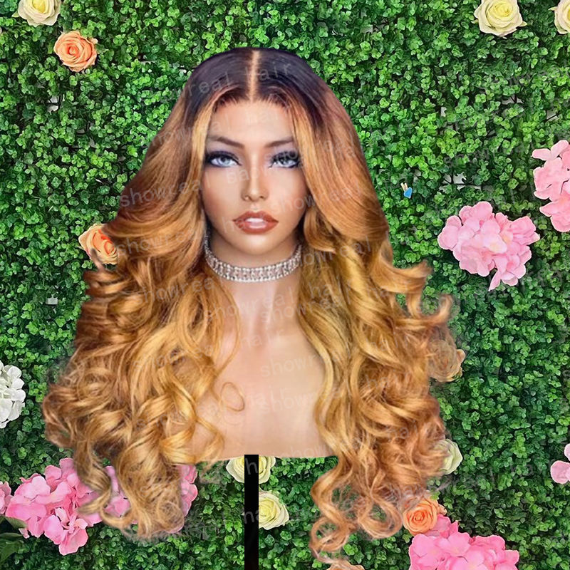 Show Real Ginger Brown Three Color Glueless Lace Front Body Wave Color Wig Raw Virgin Hair 13X4 Transparent HD Lace Frontal Curly Wigs For Black Women