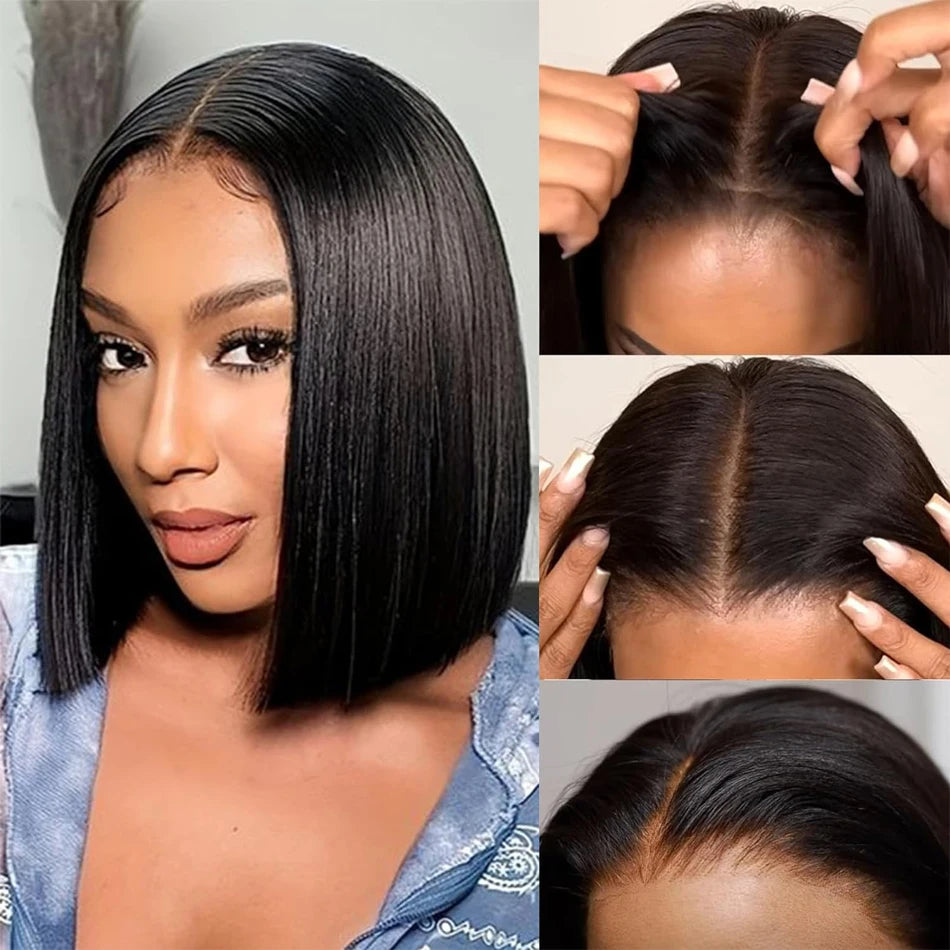 350 Ginger Color Bob Wig Human Hair Straight Short Bob Lace Front Wigs Human Hair 13x4 Transparent Full Lace Frontal Bob Wigs for Black Women Human Hair Pre Plucked Ombre Burgundy Color 180% Density