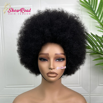 ShowRealhair Pissy Curly Wig For Black Women — A Fluffy Tightly Curled Human Hair Wig No Lace Design Featuring A Naturally Voluminous Texture