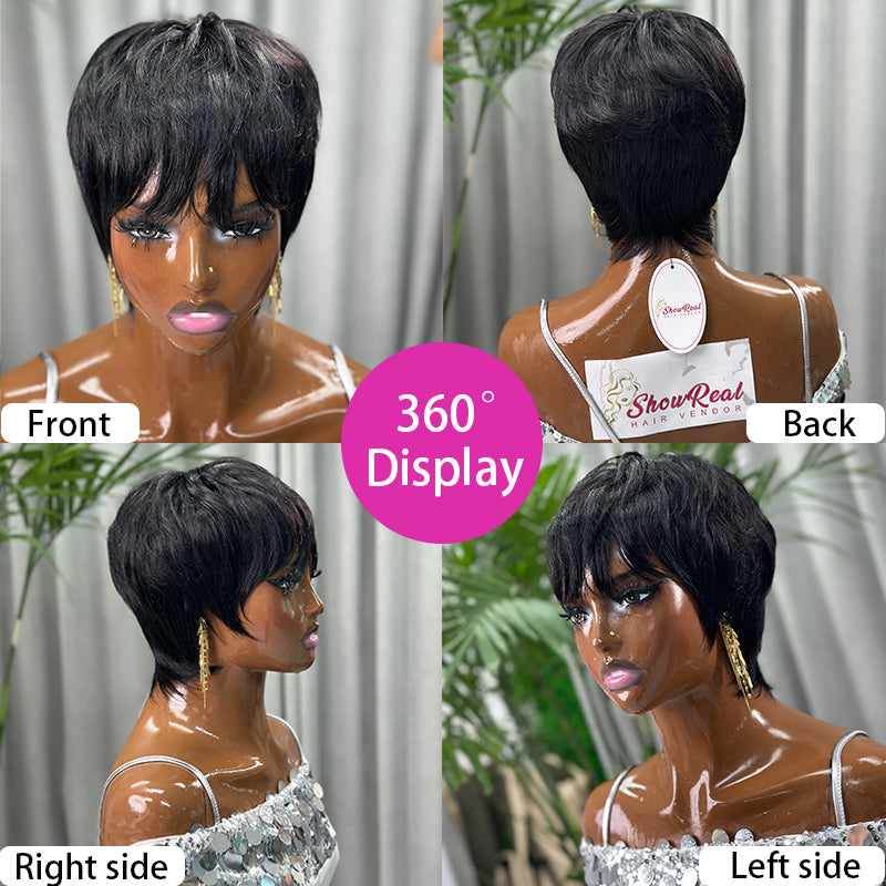 (Denise Same) Pixie Cut Wigs Human Hair (036-1B)
