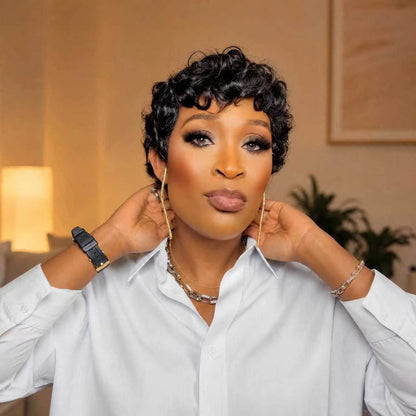 【Rafialuxe same】Short Pixie Cut Wigs Human Hair Chic Pixie Wig (025-1B)