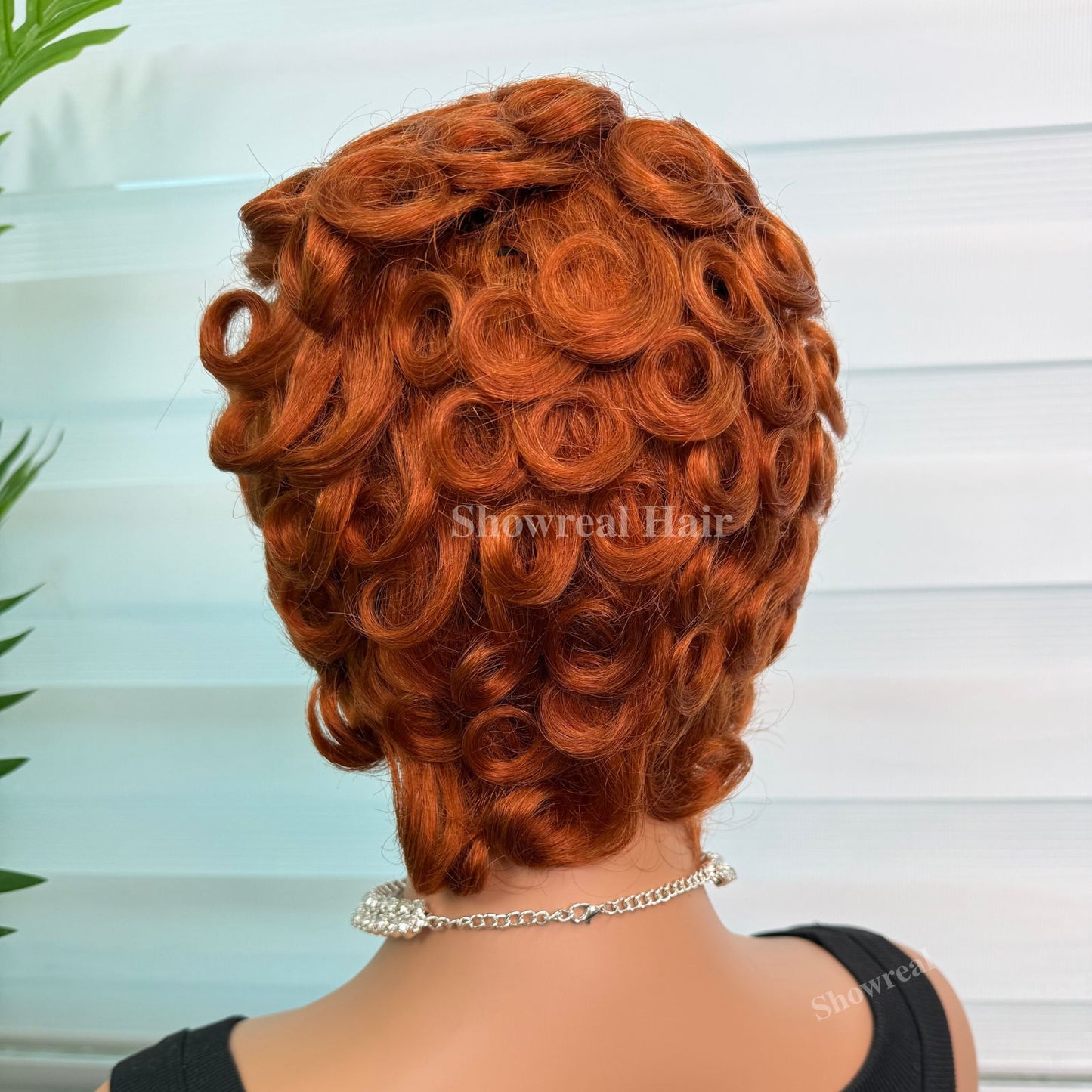 Showreal  Ginger Pixie Cut Wigs Human Hair for Black Women Pixie Cut Human Hair Wig Glueless Wigs Full Machine Made (025-350)