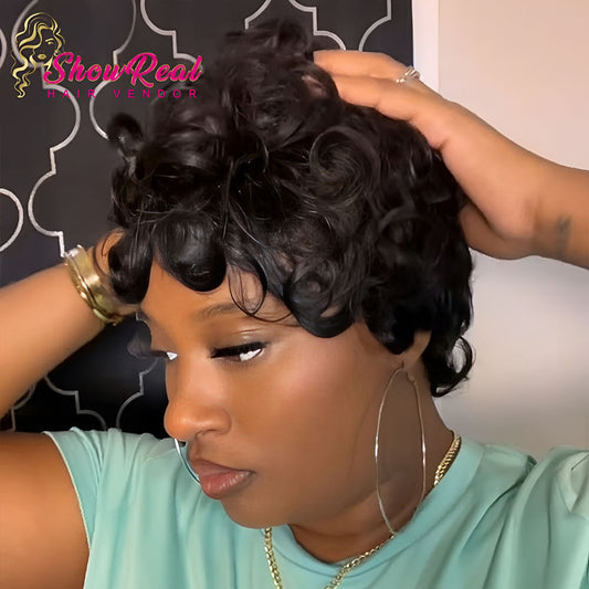 【Deshay|Budget Babe|  Same】Pixie Cut Wigs Human Hair for Black Women (025-1B)