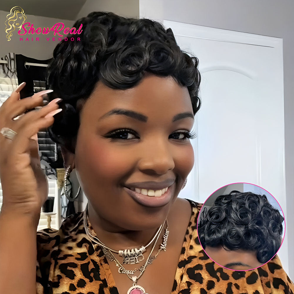【TastefulCiera Same】Pixie Cut Wigs Human Hair for Black Women (025-1B)