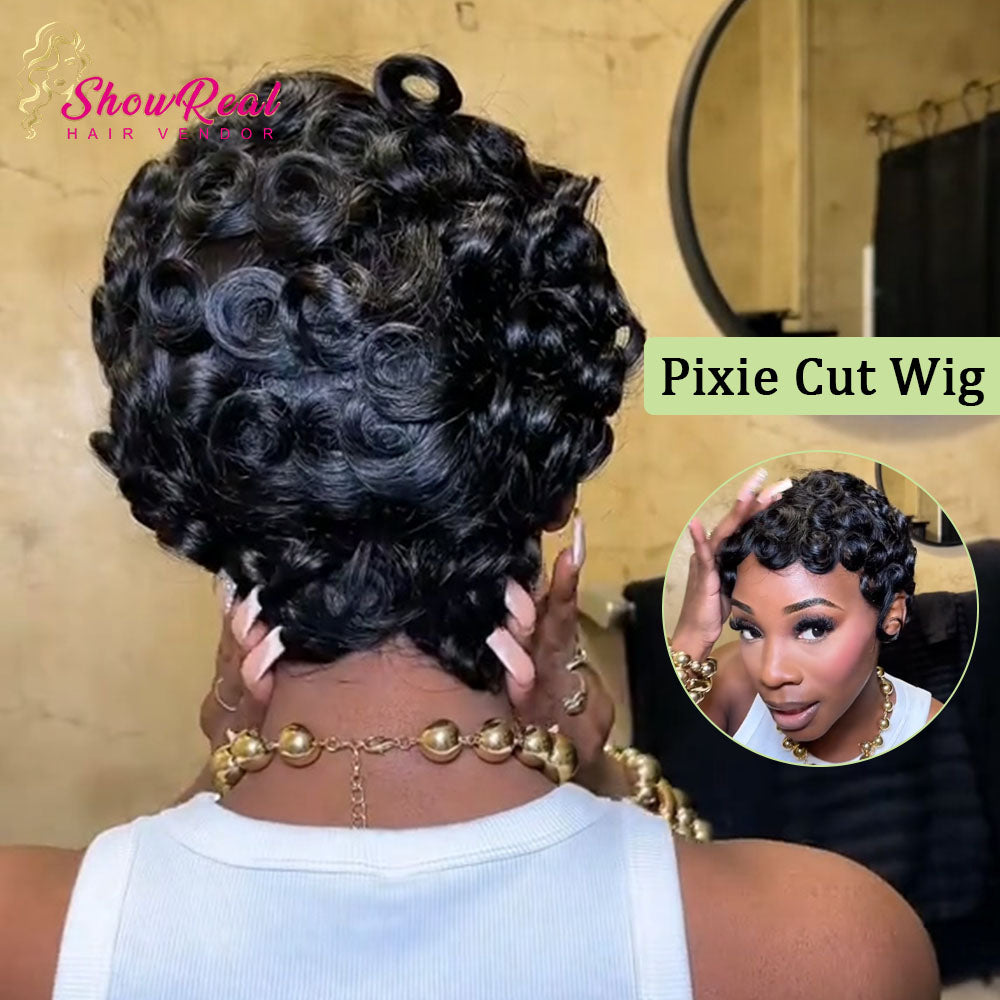 【Kym-Shyerra Same】 Pixie Cut Wigs Human Hair for Black Women Glueless (025-1B)