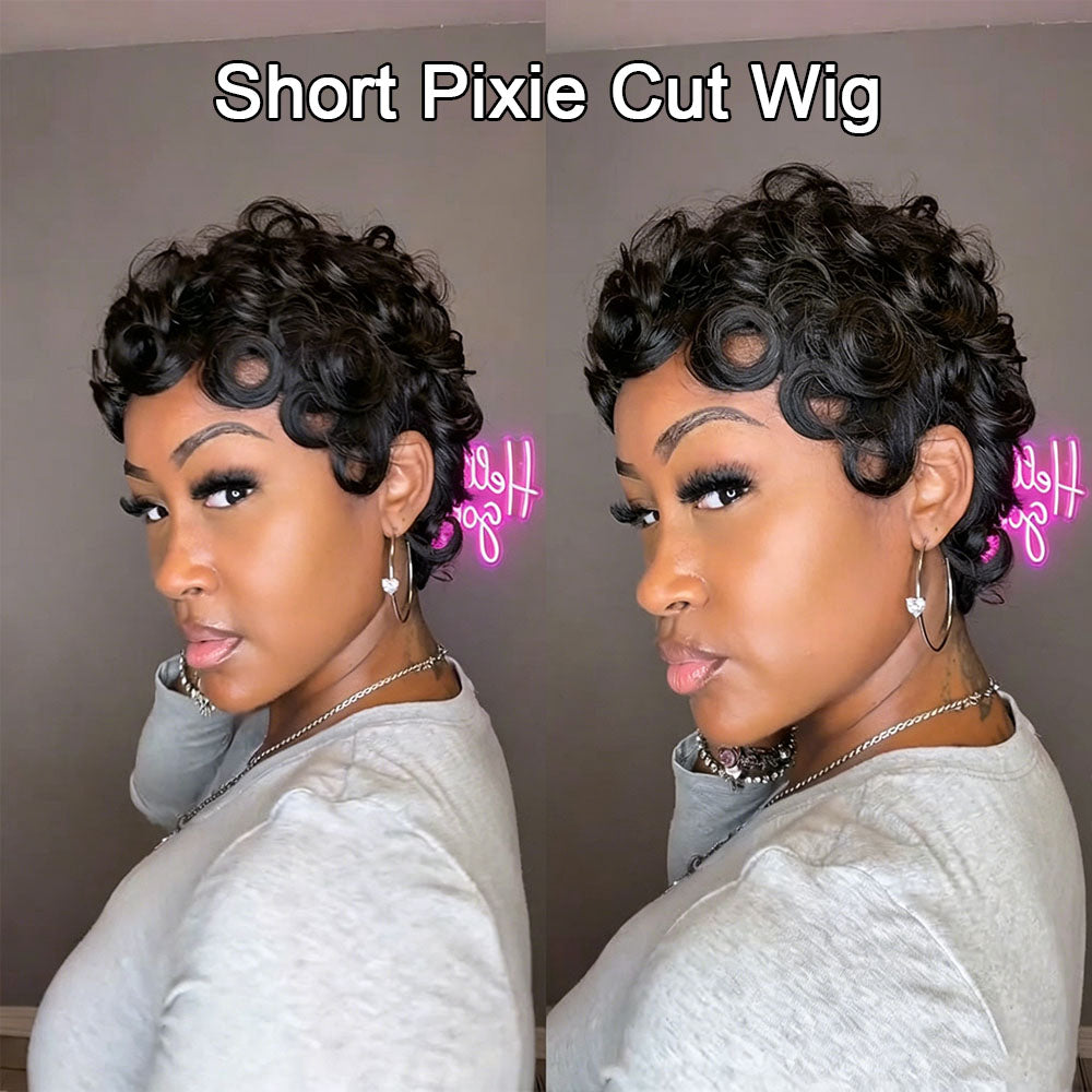 【KiKi Same】Short Pixie Cut Wigs Human Hair (025-1B)