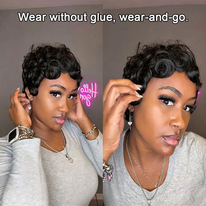 【KiKi Same】Short Pixie Cut Wigs Human Hair (025-1B)
