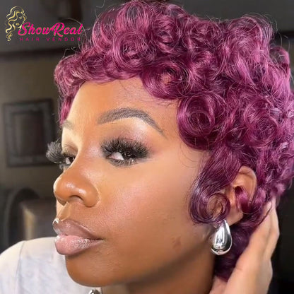 【Kym-Shyerra Same】99j Pixie Wigs Pixie Cut Curly Wig for Black Women (025-99J)