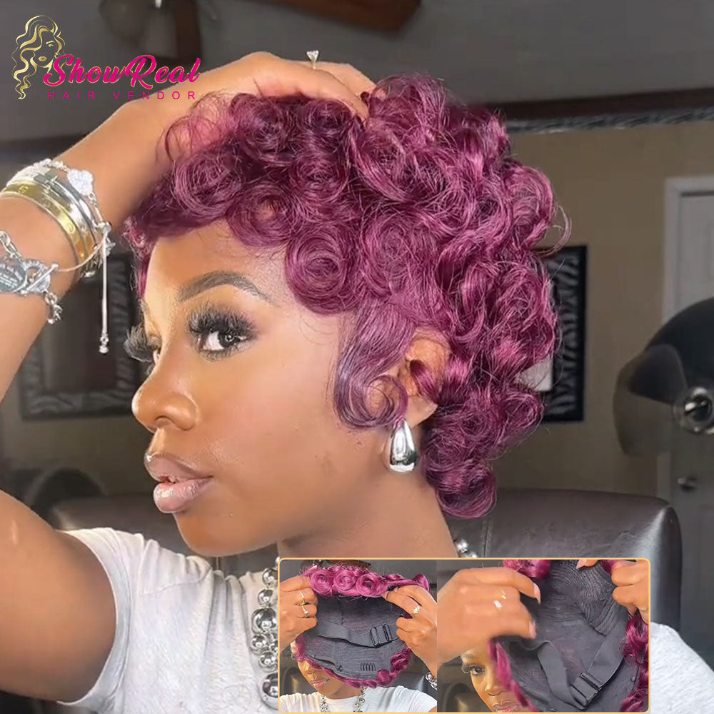 【Kym-Shyerra Same】99j Pixie Wigs Pixie Cut Curly Wig for Black Women (025-99J)