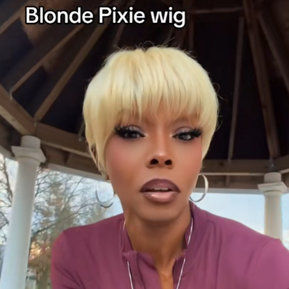 Showreal Pixie Cut Wigs Human Hair for Black Women Grey Color Short Pixie Cut Wigs Lightweight Glueless Natural Black Layered Pixie Wig(036-Grey)