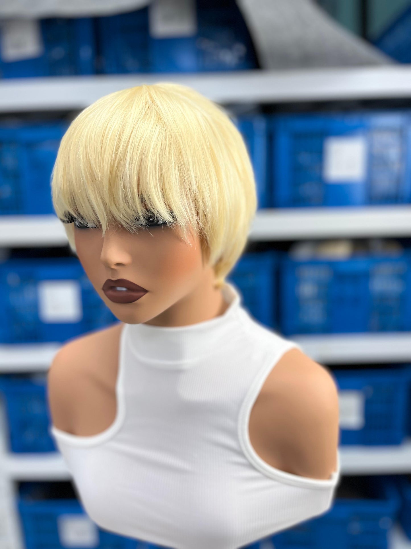 Showreal Pixie Cut Wigs Human Hair for Black Women #613 Blonde Short Pixie Cut Wigs 100% Real Human Hair Lightweight Glueless Layered Pixie Wig(036-613)