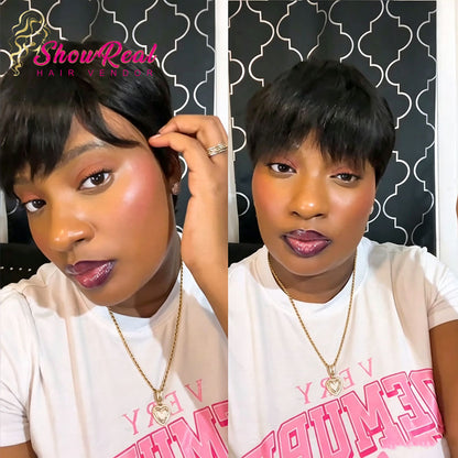 【Deshay|Budget Babe|  Same】Pixie Cut Wigs Human Hair for Women Straight Hair (036-1B)