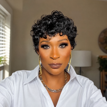 【Rafialuxe same】Short Pixie Cut Wigs Human Hair Chic Pixie Wig (025-1B)