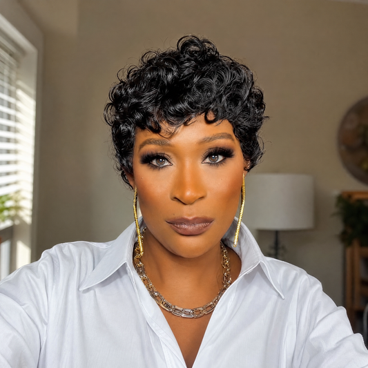【Rafialuxe same】Short Pixie Cut Wigs Human Hair Chic Pixie Wig (025-1B)