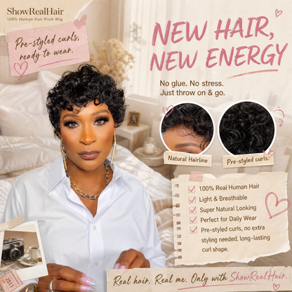 【Rafialuxe same】Short Pixie Cut Wigs Human Hair Chic Pixie Wig (025-1B)
