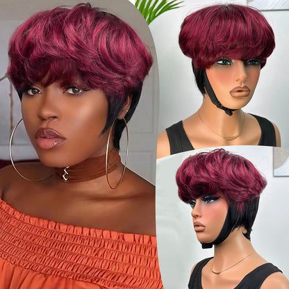 Showreal Bowl Cut Pixie Cut Wigs Human Hair for Black Women Pixie Cut Human Hair Wig Glueless Wigs Full Machine Made (Bowl Cut0501-TB30))
