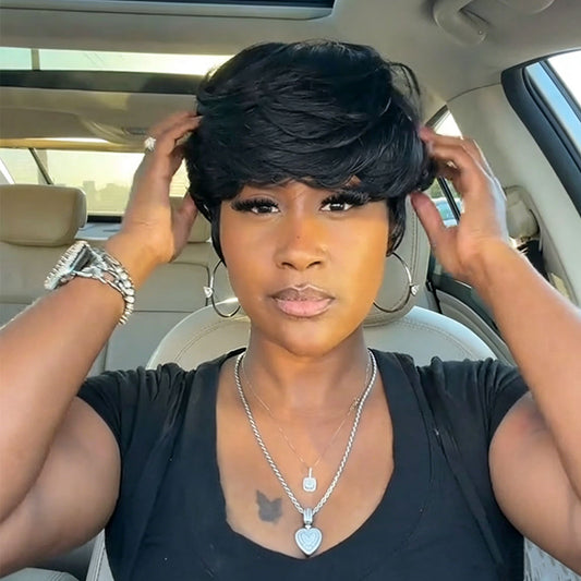 【KiKi Same】Bowl Cut Pixie Cut Wigs Human Hair For Women（0501-1B）