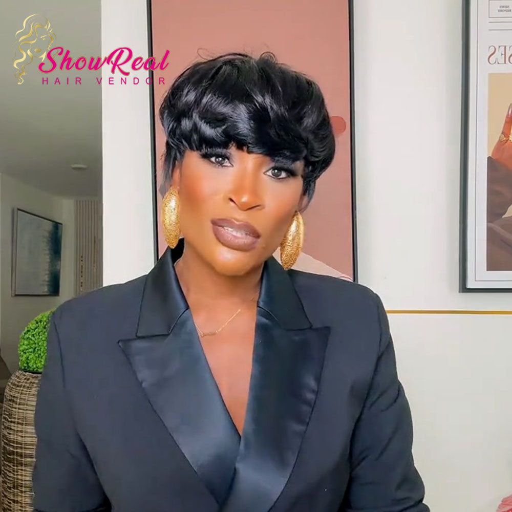 【Rafialuxe same】Showreal 0501 Bowl Cut Pixie Cut Human Hair Wigs for Black Women (0501)