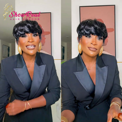 【Rafialuxe same】Showreal 0501 Bowl Cut Pixie Cut Human Hair Wigs for Black Women (0501)