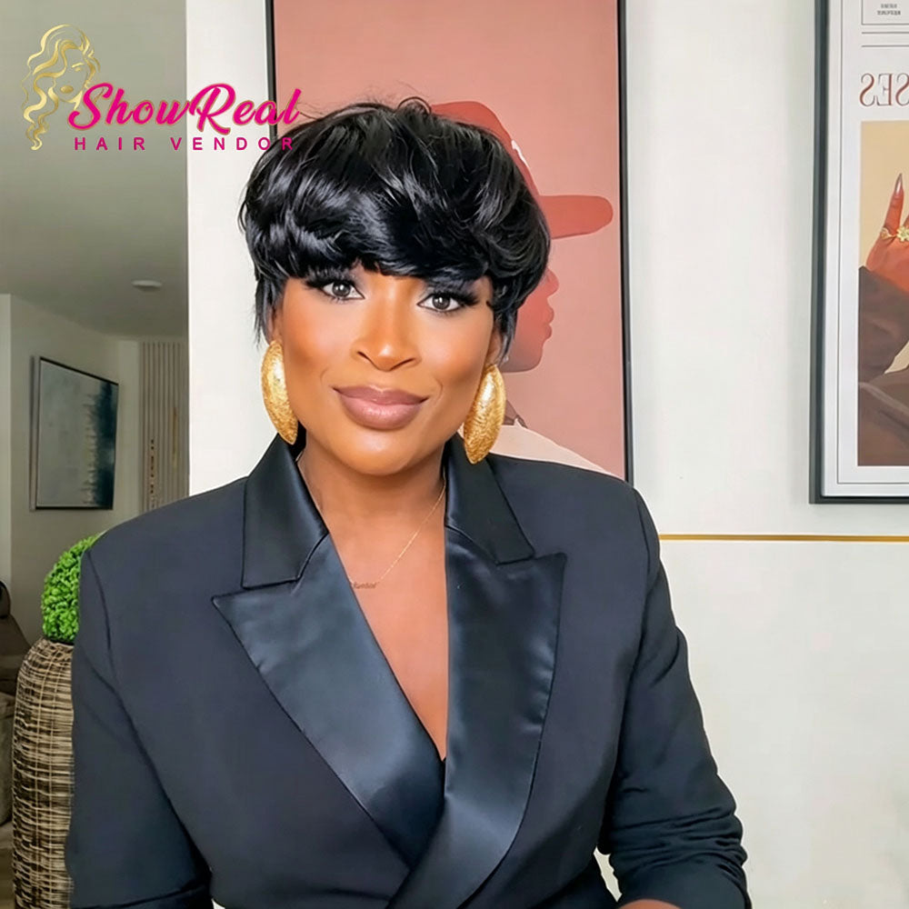 【Rafialuxe same】Showreal 0501 Bowl Cut Pixie Cut Human Hair Wigs for Black Women (0501)