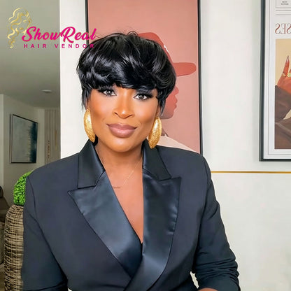 【Rafialuxe same】Showreal 0501 Bowl Cut Pixie Cut Human Hair Wigs for Black Women (0501)