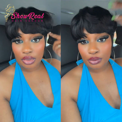 【Deshay|Budget Babe|  Same】Bowl Cut Pixie Cut Wigs Human Hair For Women（0501-1B）
